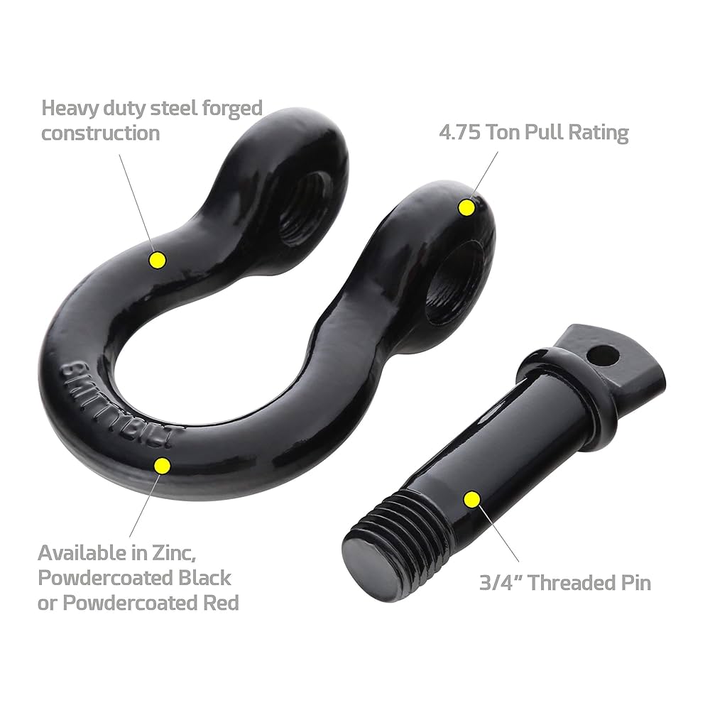Smittybilt 3/4 inch D-Ring Shackle, Black Finish