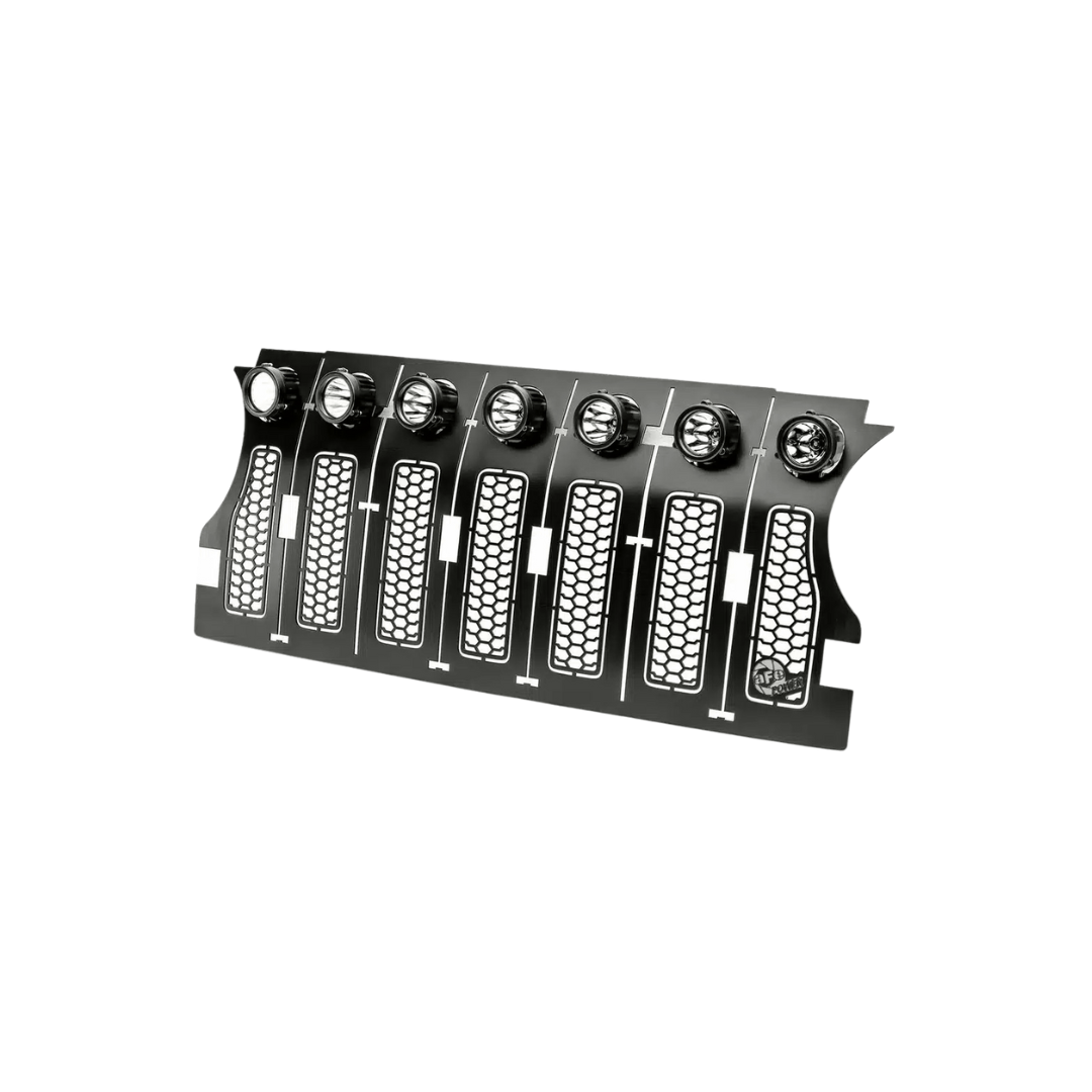 aFe Power Scorpion Insert Grille Tread Design Black w/ LED Lights - Jeep Wrangler JL (2018-2022) / Gladiator JT (2020-2022)