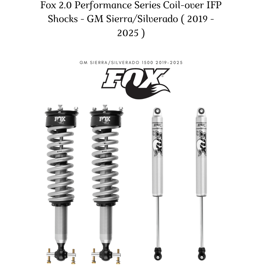 Fox (Front + Rear) 2.0 Performance Series Coil-Over IFP Shocks (0-2" Lift) - Silverado/Sierra 1500 ( 2019 - 2025 )