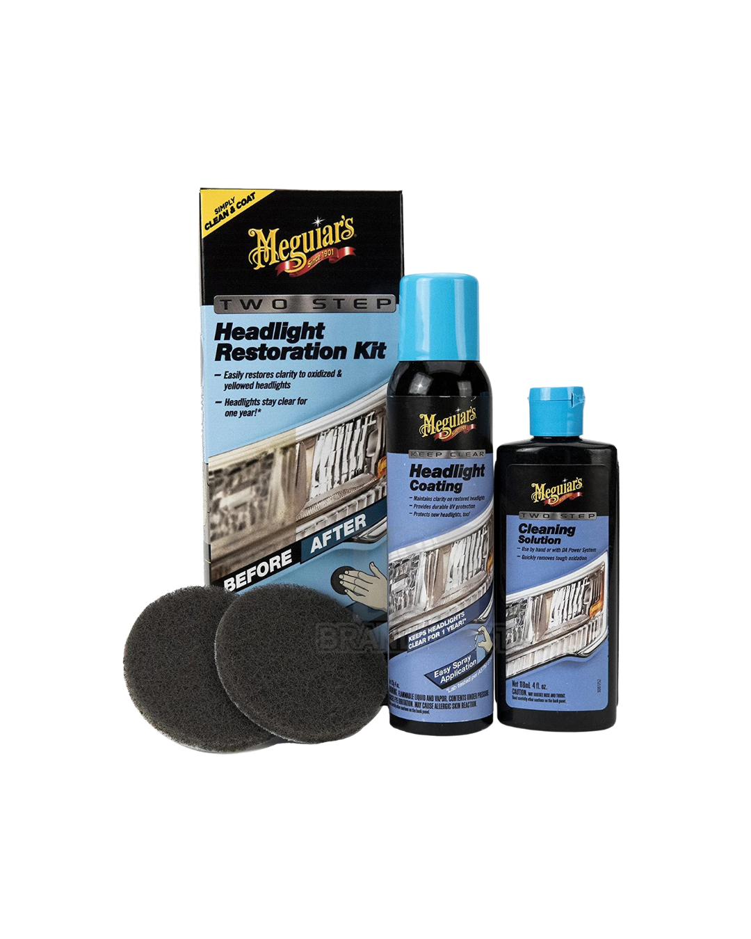 Meguiar's Two Step Headlight Restoration Kit, Car Detailing Supplies for Restoring and Protecting Clear Headlight Plastic, Includes Headlight Coating and Cleaning Solution