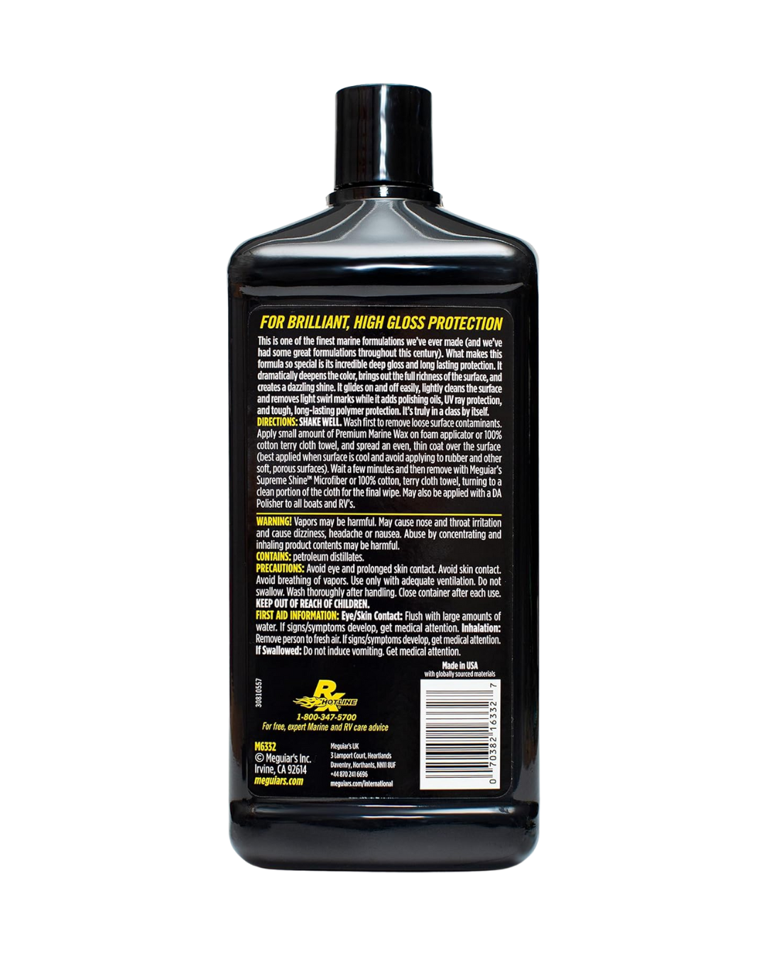 Meguiar's M6332 Flagship Premium Marine Wax - Long-Lasting & Durable Protection for Your Boat or RV - 32 Oz