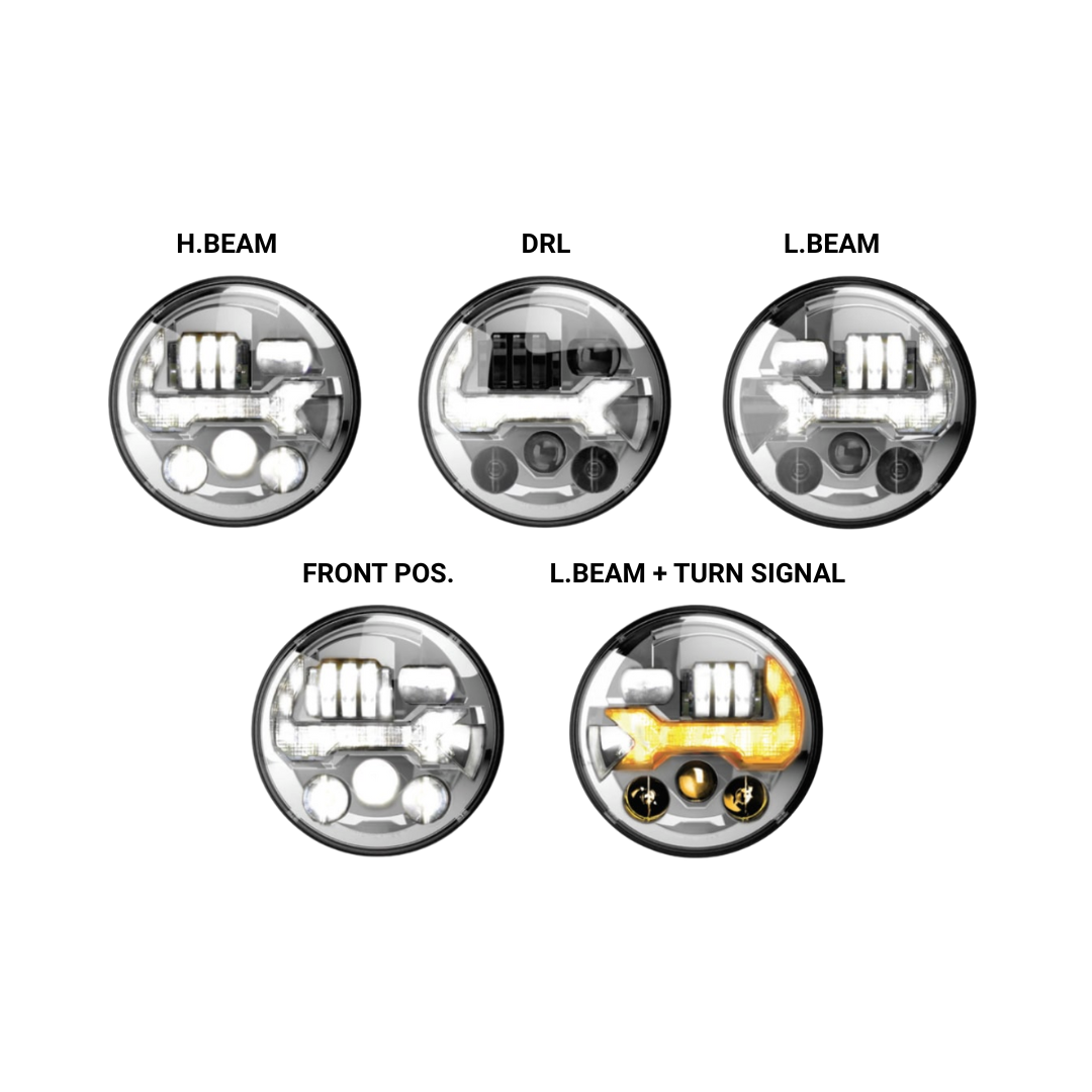 [0558123 ] J.W. Speaker 8700 Evolution EVO 3 Series 7 Inch Round LED Headlights (Chrome) - Jeep Wrangler JK (2007-2018) / JL (2018-2022)