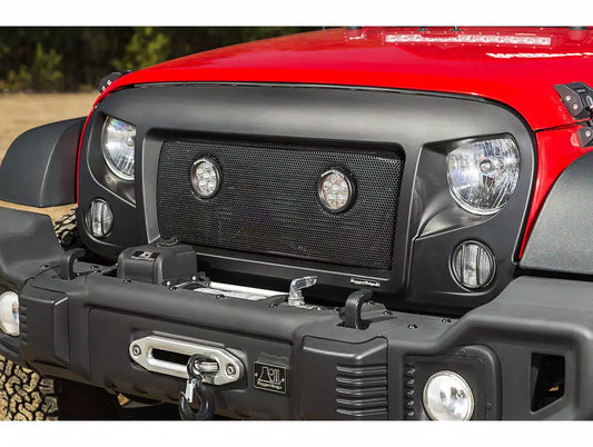 [12034.13] Rugged Ridge Spartan Grille Insert Kit with Dual 3.5 Inch LED lights - Jeep Wrangler JK ( 2007 - 2018 )