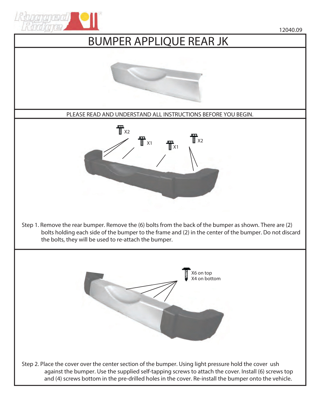 [12040.09] Rugged Ridge Rear Bumper Applique in Silver - Jeep Wrangler JK ( 2007 - 2018 )