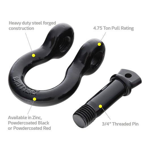 Smittybilt 3/4 inch D-Ring Shackle, Black Finish