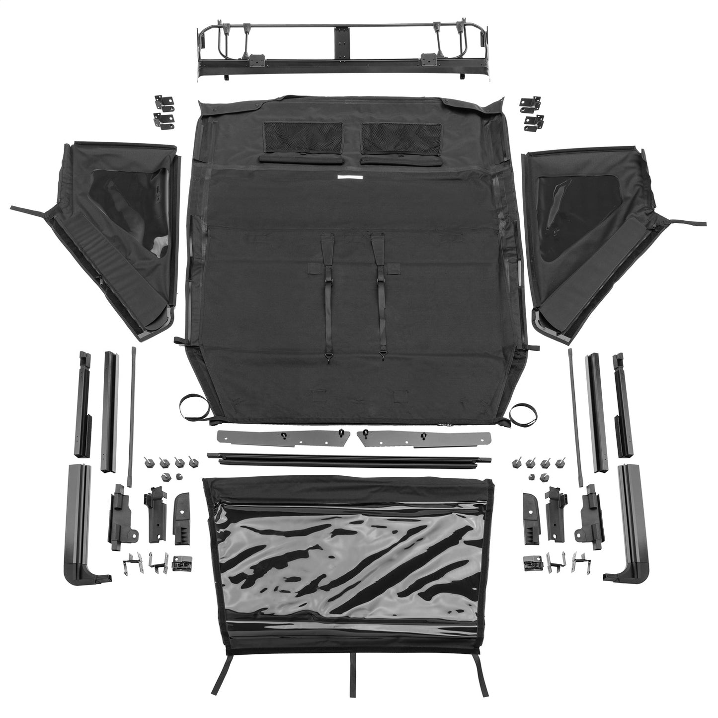 [139435] Rampage TrailView Fastback with Fold-Back Sunroof (Black Diamond) - Jeep Wrangler Unlimited JL 4-Door (2018-2025)