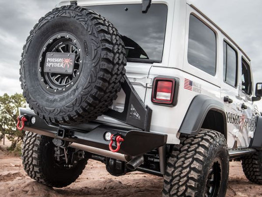[19-62-031TP1] Poison Spyder Frame Mounted Tire Carrier with Camera Mount (Black) - Jeep Wrangler JL (2018 - 2025)