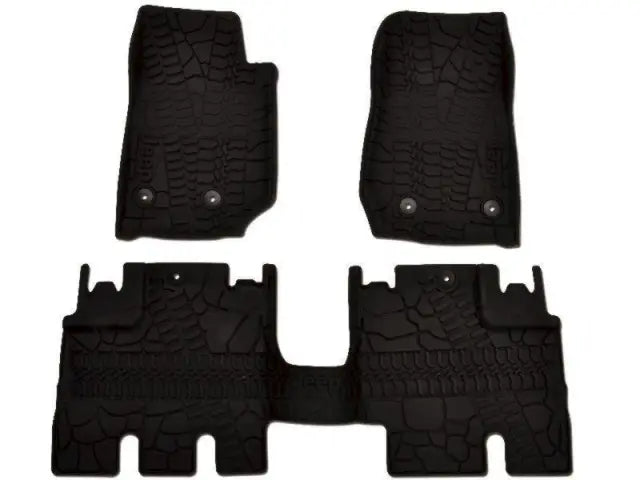 [82213860] MOPAR Floor Slush Mats with Tire Tread Pattern (All Weather) - Jeep Wrangler JKU 4 Door ( 2014 - 2018 )