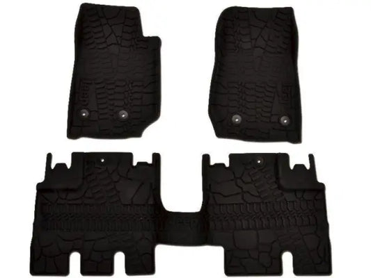 [82213860] MOPAR Floor Slush Mats with Tire Tread Pattern (All Weather) - Jeep Wrangler JKU 4 Door ( 2014 - 2018 )
