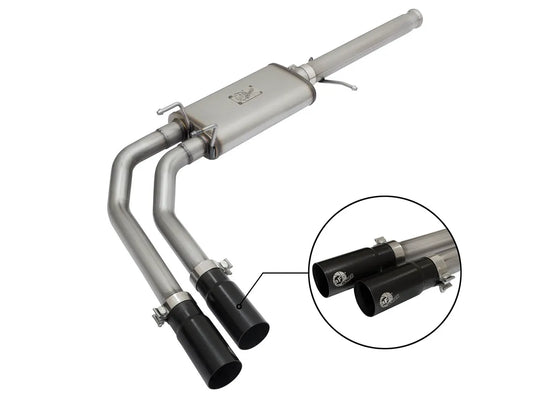 [49-44062-B] aFe Power Rebel Series ( 3" to 2.5" ) 409 Stainless Steel Cat-Back Exhaust System w/Black Tips ( Passenger side exit ) - Silverado/Sierra  (Extended & Crew Cab) ( 2009 - 2018 )]