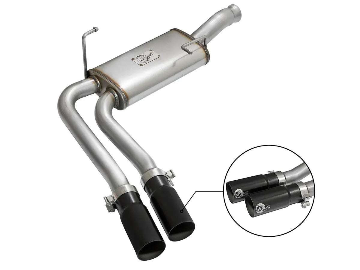 [49-44070-B] aFe Power Rebel Series ( 3" to 2.5" ) 409 Stainless Steel Cat-Back Exhaust System w/Black Tips ( Passenger side exit ) - Silverado/Sierra (Regular Cab) ( 2009 - 2018 )