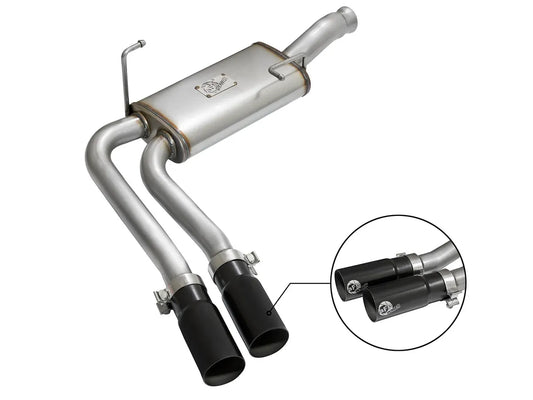 [49-44070-B] aFe Power Rebel Series ( 3" to 2.5" ) 409 Stainless Steel Cat-Back Exhaust System w/Black Tips ( Passenger side exit ) - Silverado/Sierra (Regular Cab) ( 2009 - 2018 )