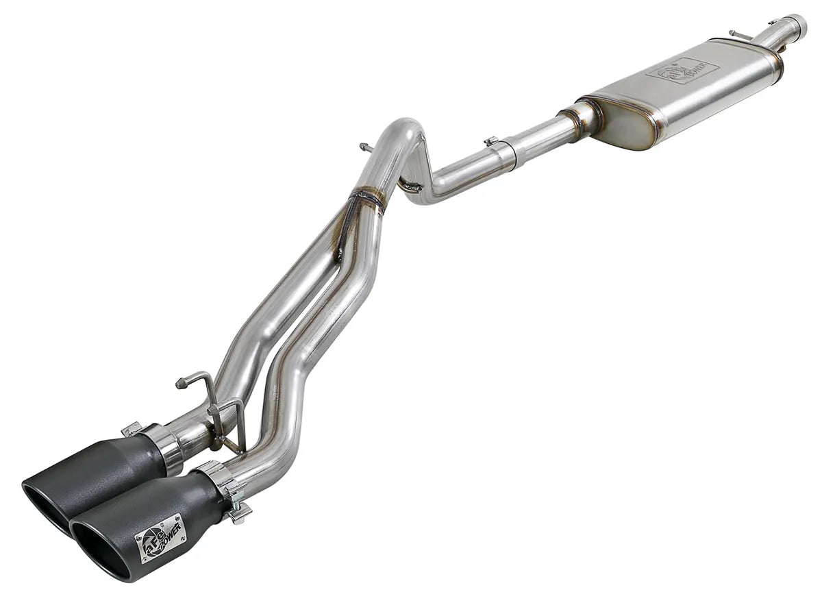 [49-48054-B] aFe Power Rebel Series 2.5" Cat-Back Stainless Steel Exhaust System with Black Tips (Dual Center Exit)- Jeep Wrangler JK 4-Door V6-3.6L/3.8L ( 2007 - 2018 )