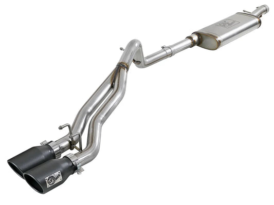 [49-48054-B] aFe Power Rebel Series 2.5" Cat-Back Stainless Steel Exhaust System with Black Tips (Dual Center Exit)- Jeep Wrangler JK 4-Door V6-3.6L/3.8L ( 2007 - 2018 )