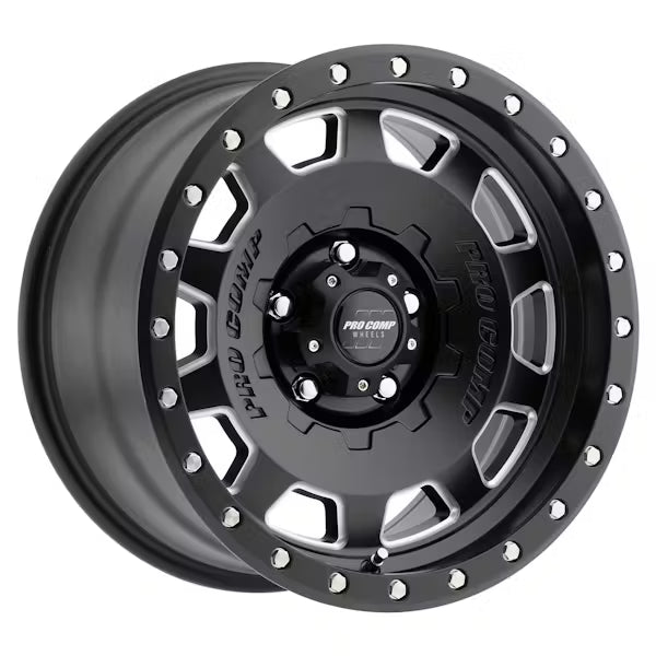 [PXA5160-7973] Pro Comp Hammer Series 60, 17x9 Wheel with 5 on 5 Bolt Pattern - Satin Black Milled - Jeep Wrangler JK ( 2007 - 2017 )