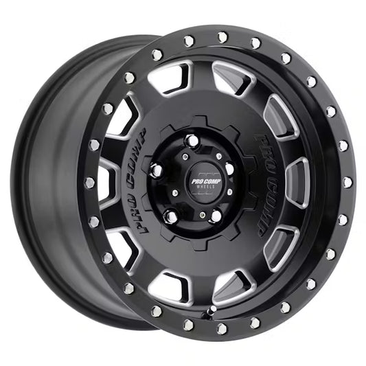 [PXA5160-7973] Pro Comp Hammer Series 60, 17x9 Wheel with 5 on 5 Bolt Pattern - Satin Black Milled - Jeep Wrangler JK ( 2007 - 2017 )