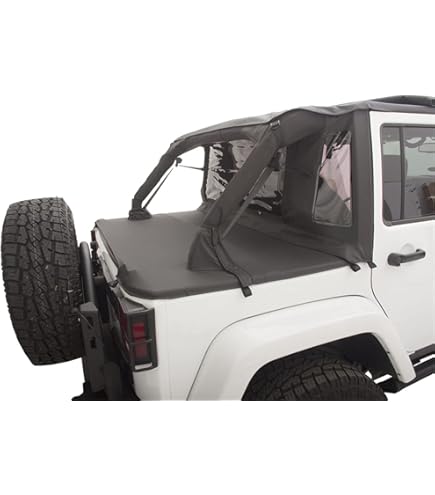 [741136] Rampage Products Tonneau Cover with Tailgate Bar Kit (Black) - Jeep Wrangler JL 2-Door (2018-2025)