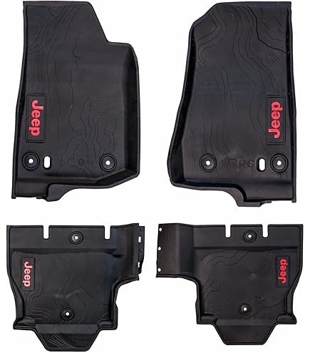 [82215202AD] Mopar All-Weather Front & Rear Floor Liner Mats - Jeep Wrangler JL 2-Door ( 2018 - 2024 )
