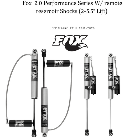 FOX (Front + Rear) Performance Series 2.0 Smooth Body Reservoir Shocks (2-3.5" Lift) - Jeep Wrangler JL (2018-2025)