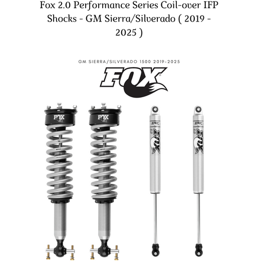 Fox (Front + Rear) 2.0 Performance Series Coil-Over IFP Shocks (0-2" Lift) - Silverado/Sierra 1500 ( 2019 - 2025 )