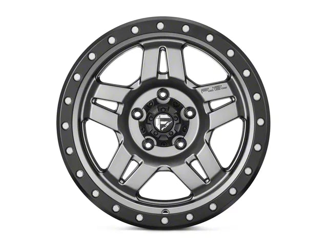 [D55817857345] Fuel Anza Wheel 17x8.5 with 5 on 5 Bolt Pattern - Gun Metal Matte with Black Ring - Jeep Wrangler JK