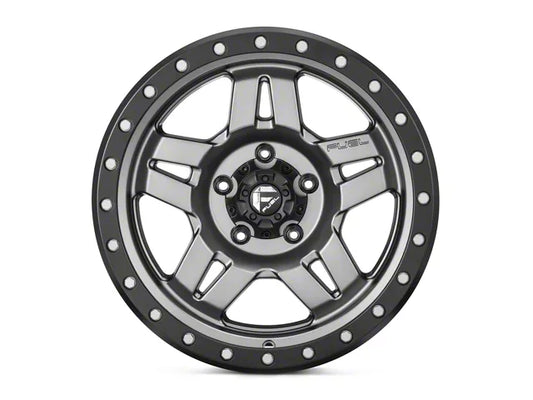 [D55817857345] Fuel Anza Wheel 17x8.5 with 5 on 5 Bolt Pattern - Gun Metal Matte with Black Ring - Jeep Wrangler JK