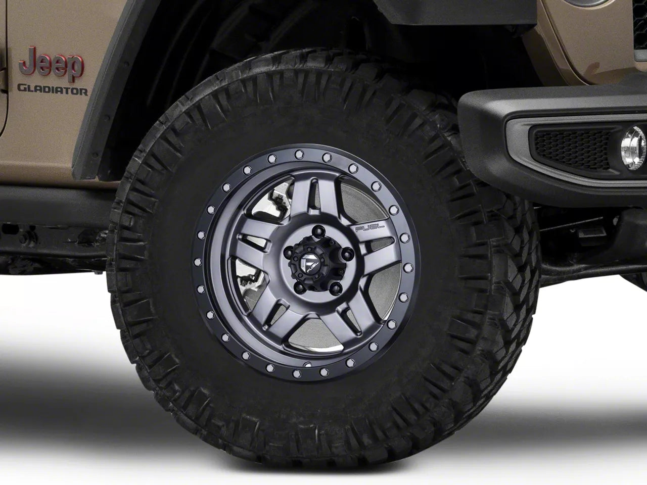 [D55817857345] Fuel Anza Wheel 17x8.5 with 5 on 5 Bolt Pattern - Gun Metal Matte with Black Ring - Jeep Wrangler JK