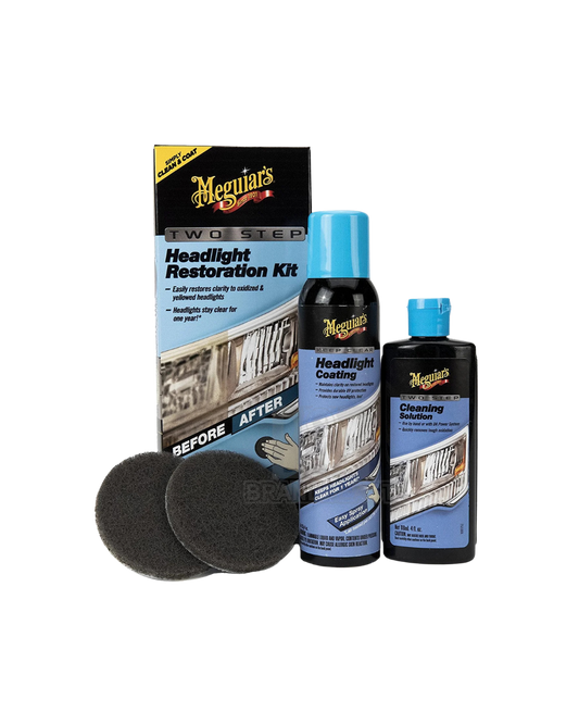 Meguiar's Two Step Headlight Restoration Kit, Car Detailing Supplies for Restoring and Protecting Clear Headlight Plastic, Includes Headlight Coating and Cleaning Solution