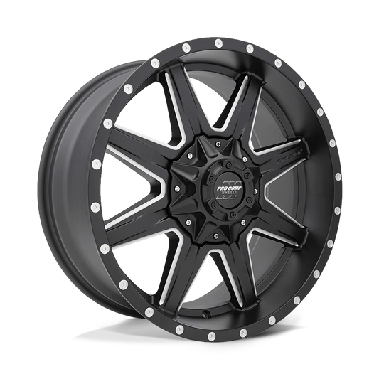 [PXA5148-293950] Pro Comp 48 Series Quick 8 Wheel, 20x9 with 6 on 135 + 6 on 5.5 Bolt Pattern - Satin Black Milled - Ford F-150 (2004-2022) / SVT Raptor (2010-2022)