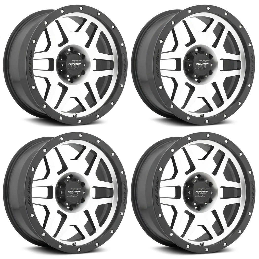 Set of four machined silver and black Pro Comp Series 41 wheels
