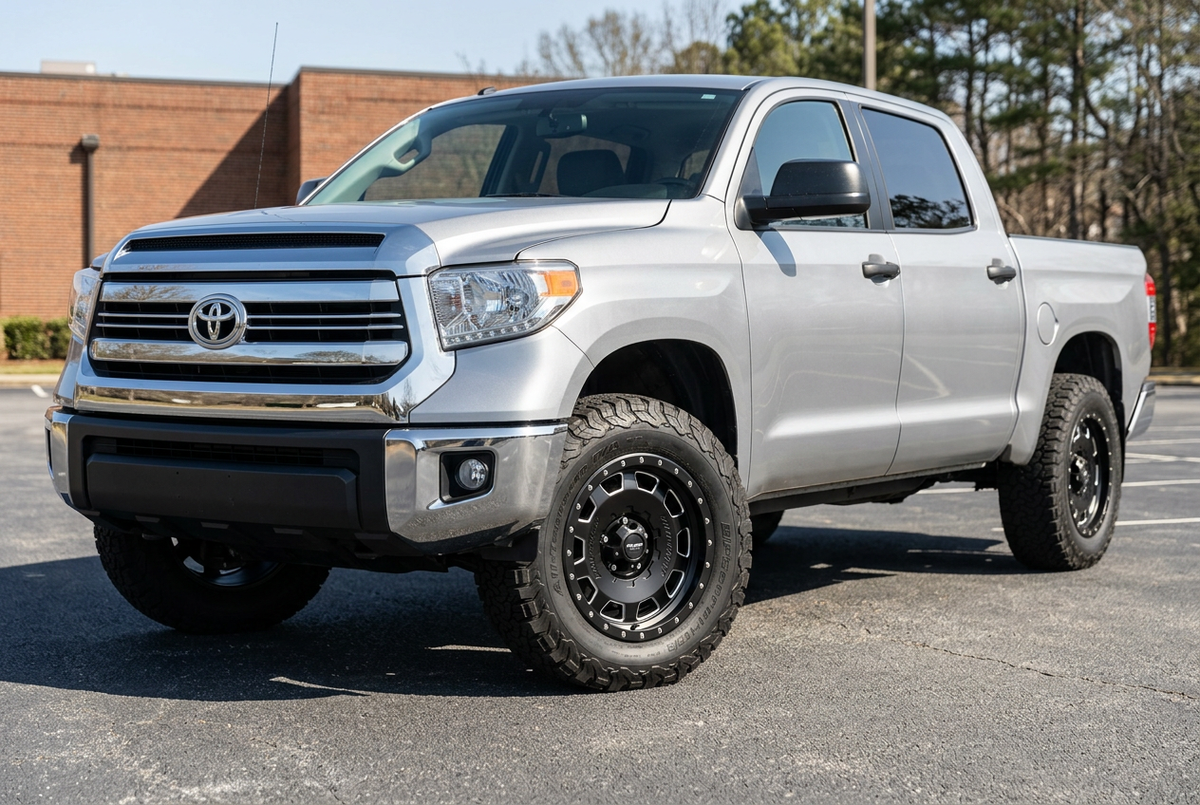 AI styling visualization of Pro Comp Hammer wheels on Toyota Tundra, not verified fitment