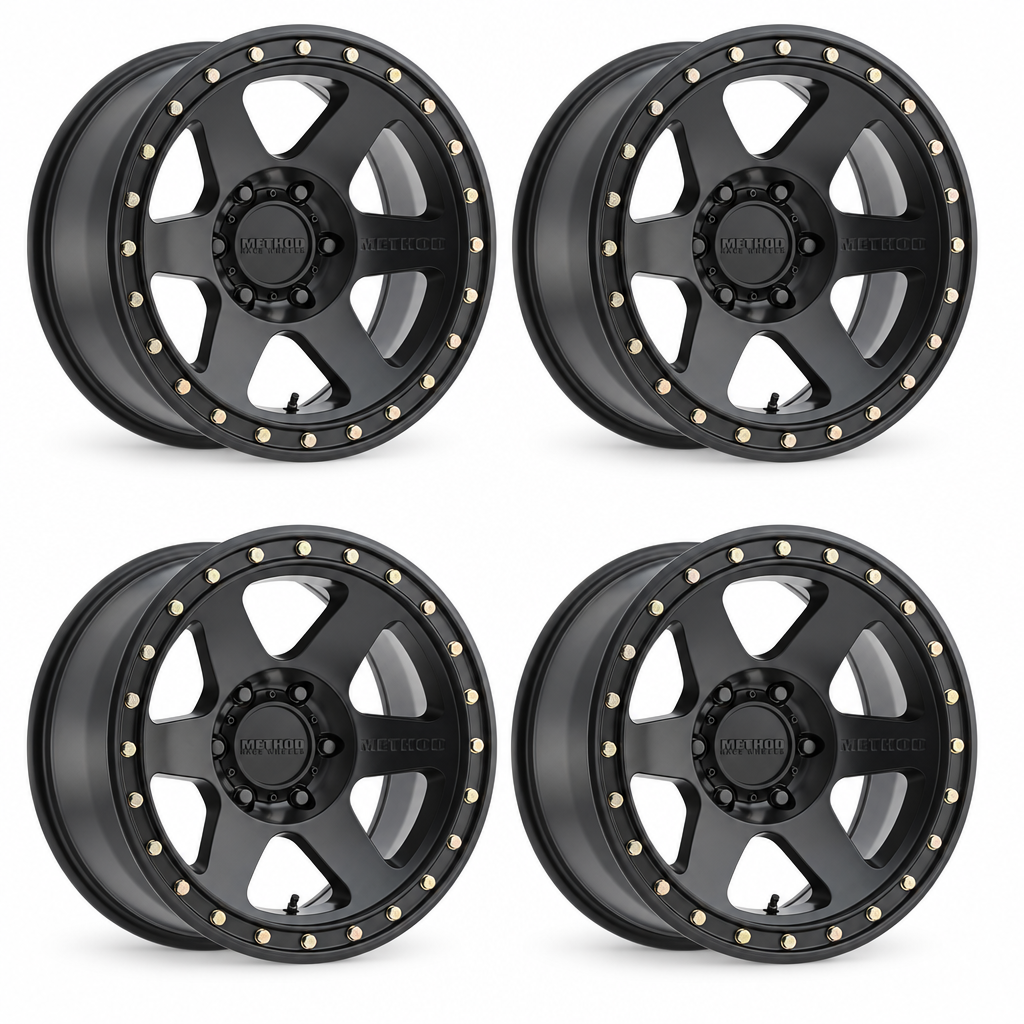 Set of four matte-black Method MR310 Con 6 wheels