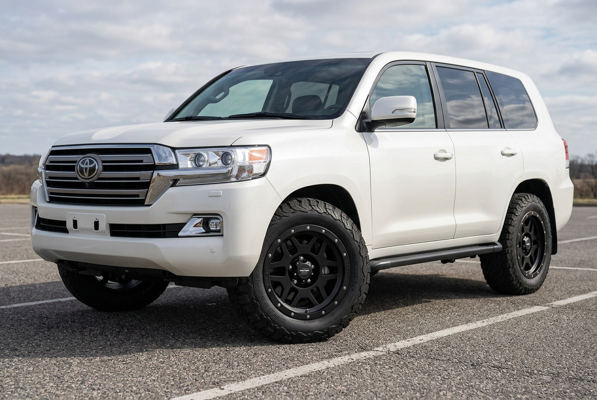 AI styling visualization of Pro Comp Series 41 wheels on Toyota Land Cruiser 200, not verified fitment