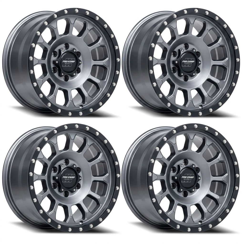 Set of four graphite Pro Comp Rockwell Series 34 wheels