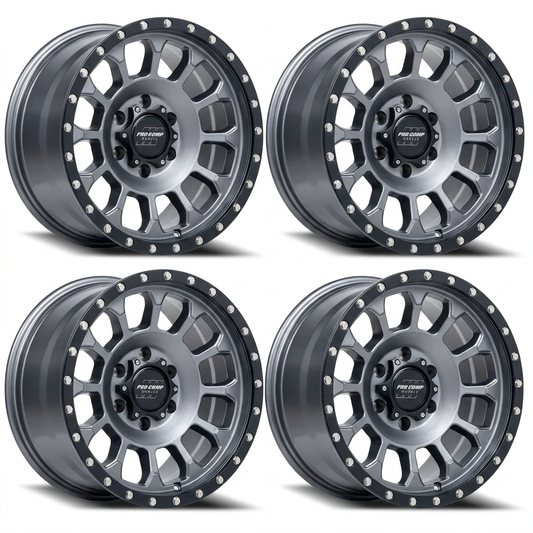 Set of four graphite Pro Comp Rockwell Series 34 wheels