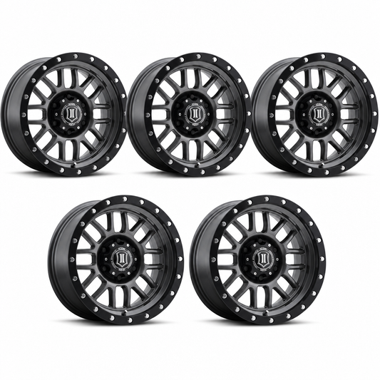 Set of five gunmetal Icon Alpha wheels