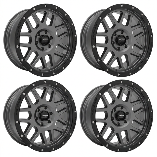 Set of four dark gray Pro Comp Series 40 wheels with black lip