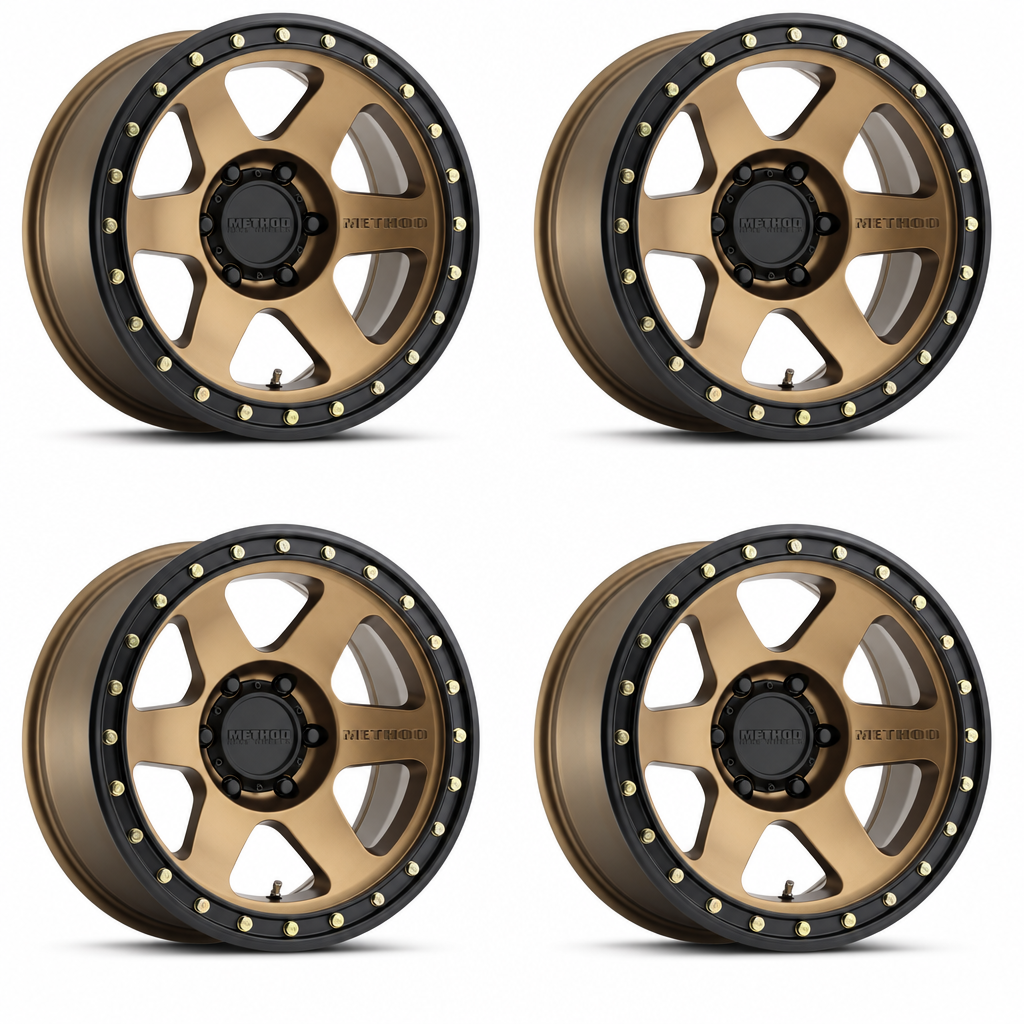 Set of four bronze Method MR310 Con 6 wheels with black lips