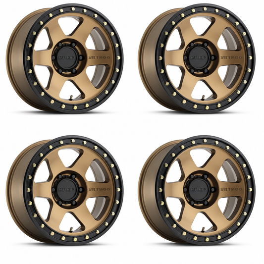 Set of four bronze Method MR310 Con 6 wheels with black lips
