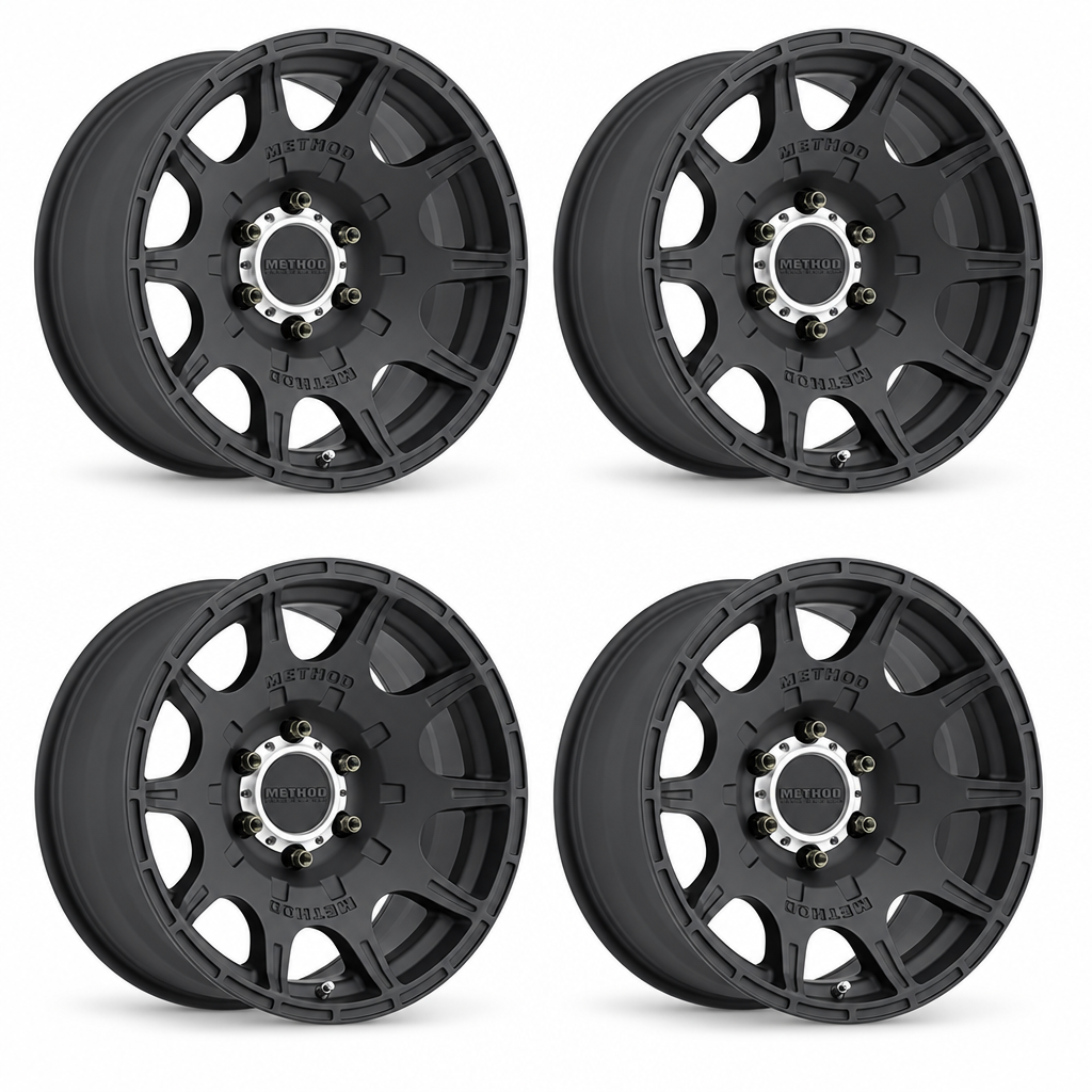Set of four matte-black Method Roost wheels