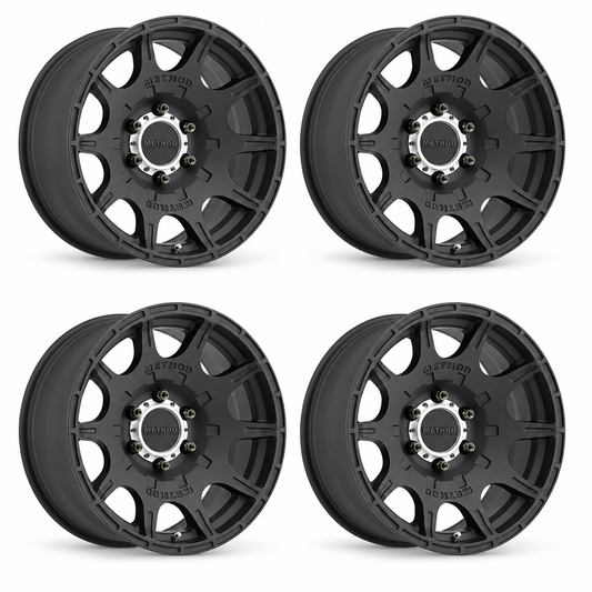 Set of four matte-black Method Roost wheels