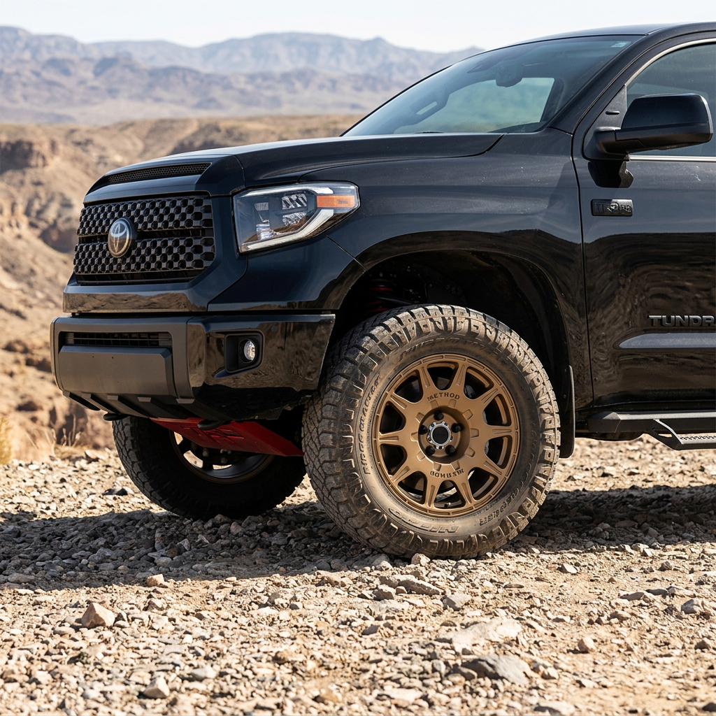 AI Toyota Tundra styling preview with bronze Method Roost wheels, not verified fitment