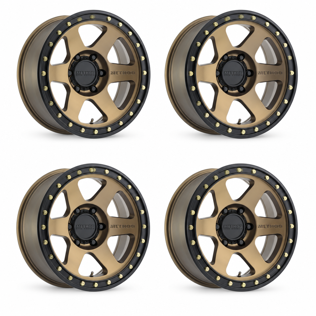 Set of four bronze Method MR310 Con 6 wheels with black lips