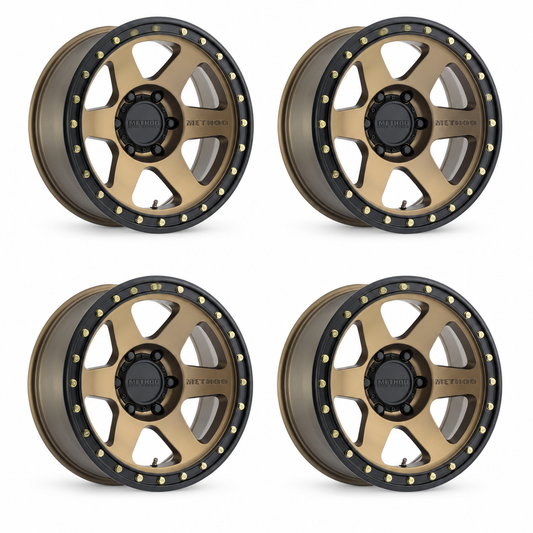 Set of four bronze Method MR310 Con 6 wheels with black lips