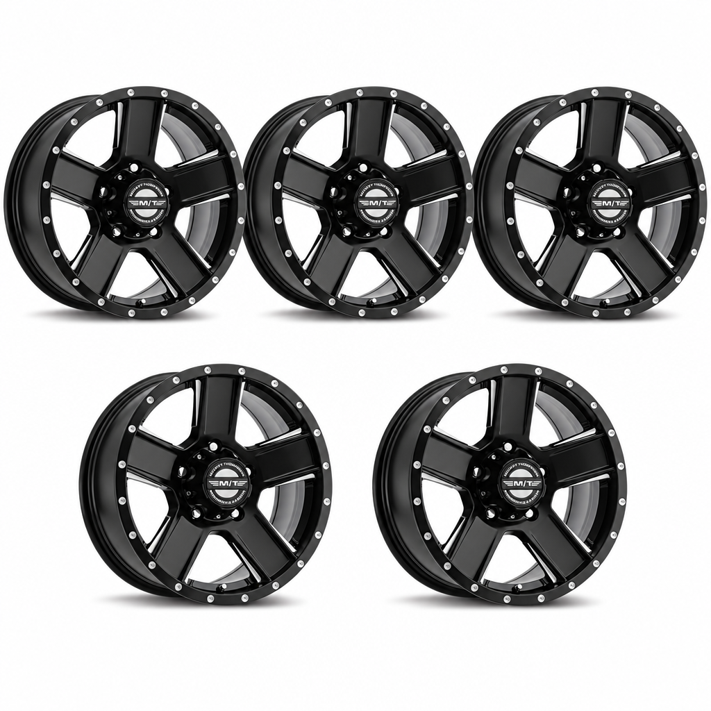 Set of five black Mickey Thompson SD-5 wheels