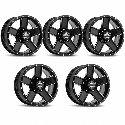 Set of five black Mickey Thompson SD-5 wheels
