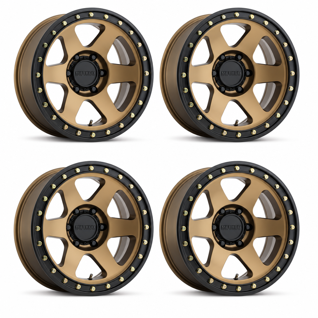 Set of four bronze Method MR310 Con 6 wheels with black lips