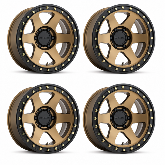 Set of four bronze Method MR310 Con 6 wheels with black lips