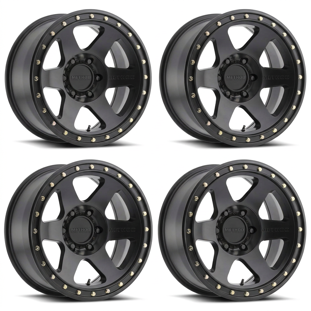 Set of four matte-black Method MR310 Con 6 wheels