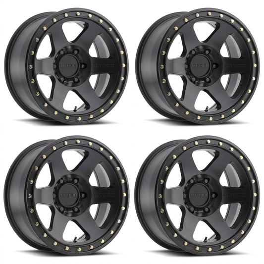 Set of four matte-black Method MR310 Con 6 wheels
